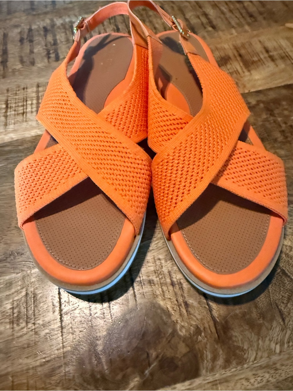 Cole Haan Orange Knit Crisscross Slingback Sandals